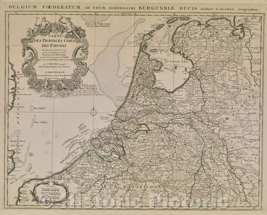 Historic Map : Carte des Provinces Unies des Pays Bas, c. 1702 , Vintage Wall Art