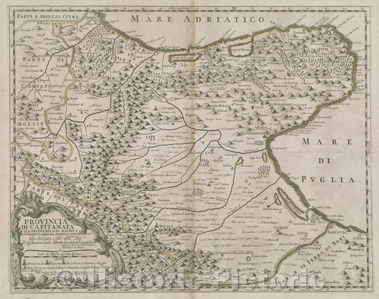 Historic Map : Provincia di Capitanata Gia Delineata dal Magini enuovamente Ampliata Secondo Lo Stato Presente, 1714 , Vintage Wall Art