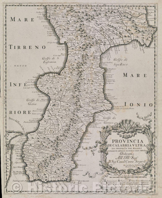 Historic Map : Provincia di Calabria Ultra Gia Delineata dal Magini  enuovamente Ampliata Secondo Lo Stato Presente, 1714 , Vintage Wall Art