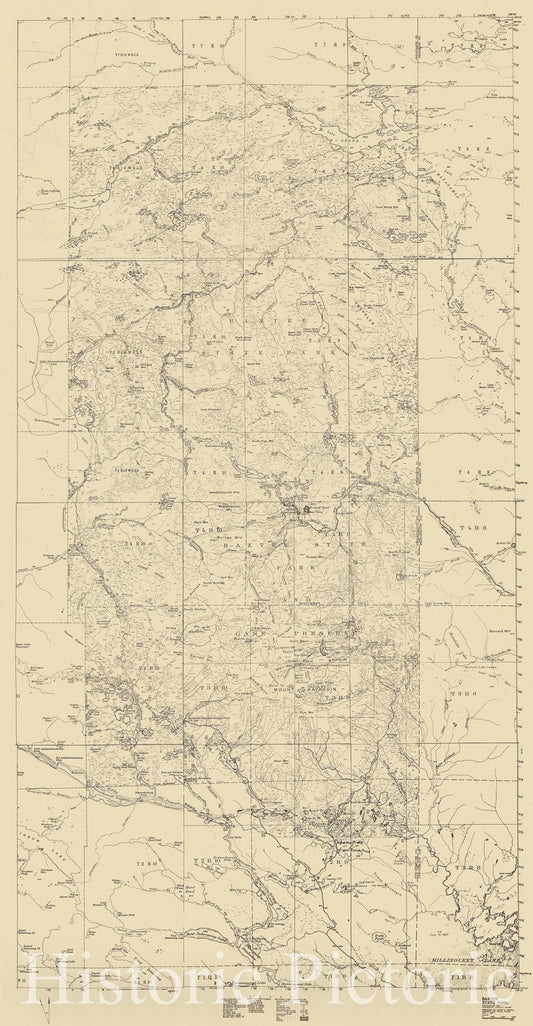 Historic Map : Baxter State Park: Piscataquis and Penobscot County, Maine, 1971 , Vintage Wall Art