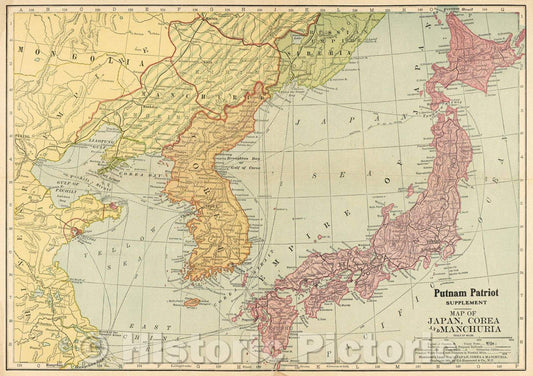 Historic Map : Japan, Corea and Manchuria, 1904 , Vintage Wall Art