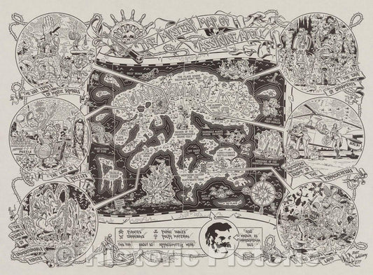 Historic Map : The Mystery Map of Assinine Atoll, 1977 , Vintage Wall Art
