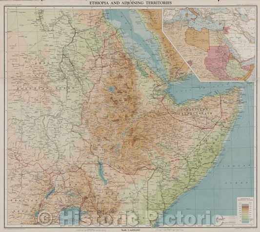 Historic Map : Ethiopia and adjoining territories., 1923 , Vintage Wall Art