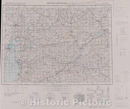 Historic Map : Satpura Mountains, 1941 , Vintage Wall Art