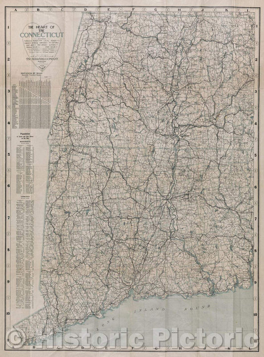Historic Map : The heart of the Connecticut ; New England commercial and route survey, 1911 , Vintage Wall Art