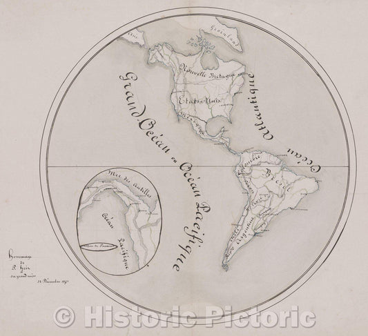 Historic Map : America - Isthmus de Panama, 1871 , Vintage Wall Art