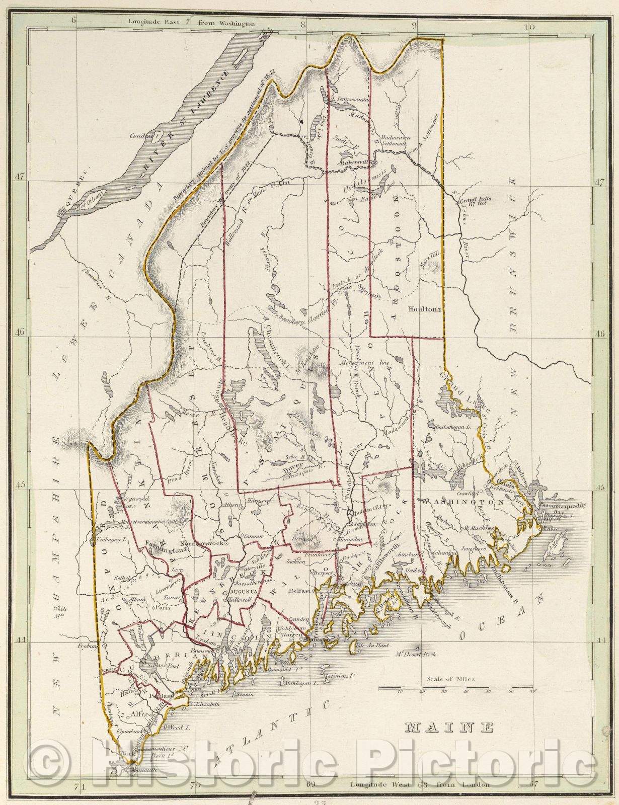 Historic Map : A comprehensive atlas : geographical, historical, and commercial drawn by E. Tisdale and landscaped by W. Croome , engraved by J. Andrews, 1842 , Vintage Wall Art