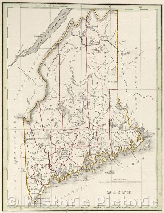 Historic Map : A comprehensive atlas : geographical, historical, and commercial drawn by E. Tisdale and landscaped by W. Croome , engraved by J. Andrews, 1842 , Vintage Wall Art