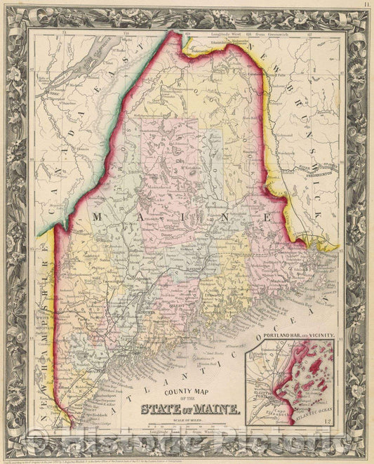 Historic Map : Mitchell's New General Atlas : containing maps of the various countries of the world, plans of the cities, etc. : embraced in forty-seven quarto maps, 1860 , Vintage Wall Art