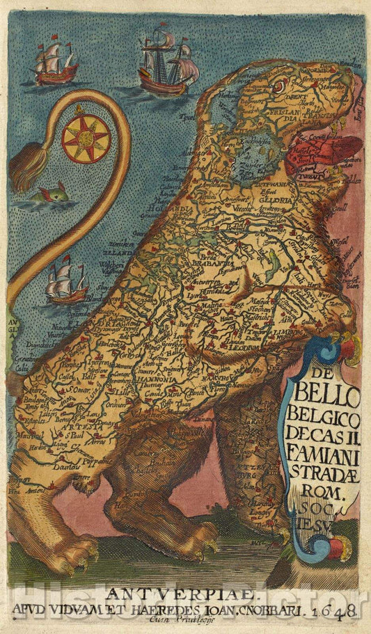 Historic Map : Famiani Stradae Romani Ã¨ Societate Iesu De bello Belgico decas secunda : ab initio praefecturae Alexandri Farnesii , Vintage Wall Art