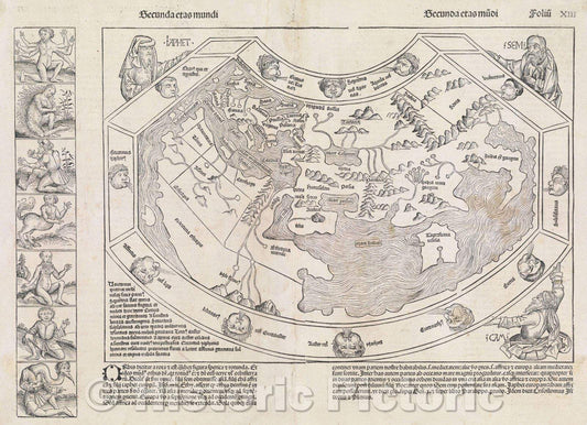 Historic Map : Secunda etas mundi, 1493 , Vintage Wall Art