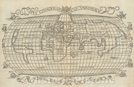 Historic Map : Typus Cosmographicus Universalis., 1534 , Vintage Wall Art