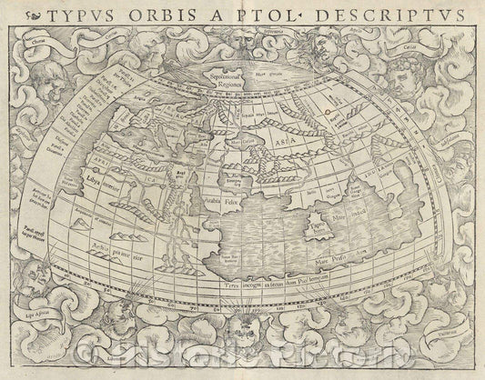 Historic Map : Typus Orbis A. Ptol. Descriptus, 1540 , Vintage Wall Art
