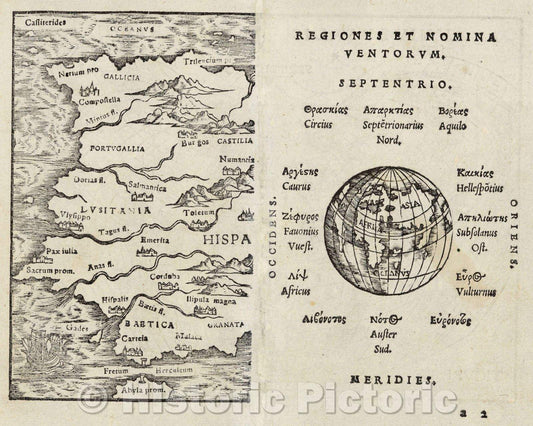 Historic Map : Universalis Cosmographia, 1546 , Vintage Wall Art