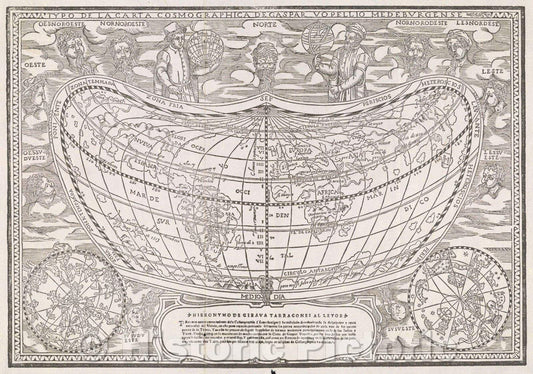 Historic Map : Typo de la carta cosmographica de Gaspar Vopellio Medeburgense, 1556 , Vintage Wall Art