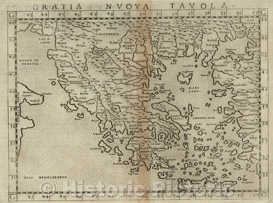 Historic Map : Graetia Nuova Tavola, 1561 , Vintage Wall Art