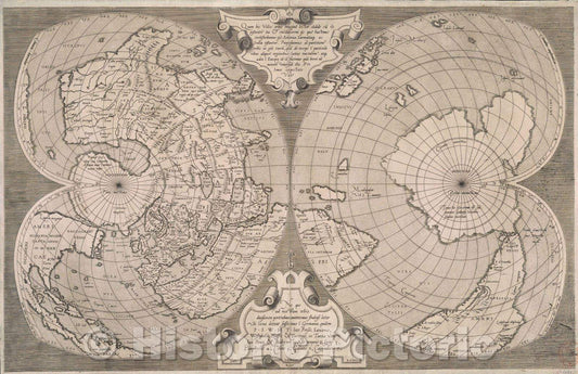 Historic Map : Quam hic vides orbis imagine lector cadide ea vt posteriore ita and emedatiorem ijs que hactenus circuferebantur esse America sarmatiaque, 1564 , Vintage Wall Art