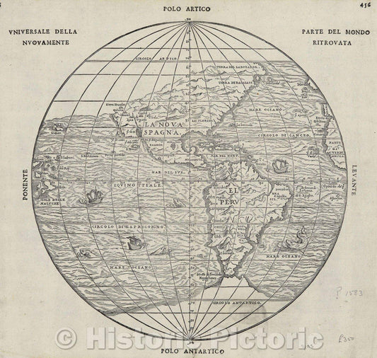 Historic Map : Universale Della Parte del Mondo Nuovamente Ritrovata, 1565 , Vintage Wall Art