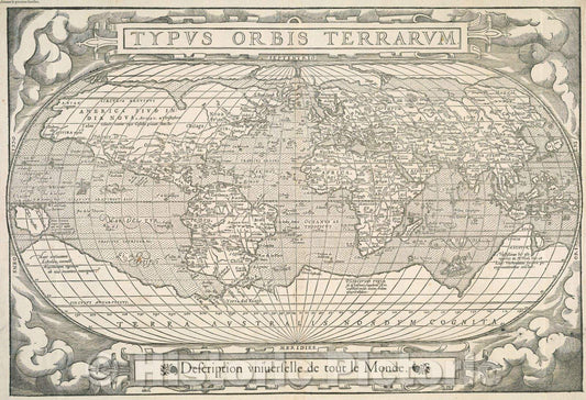 Historic Map : Typus Orbis Terrarum  description  Universelle de tout le Monde, 1575 , Vintage Wall Art