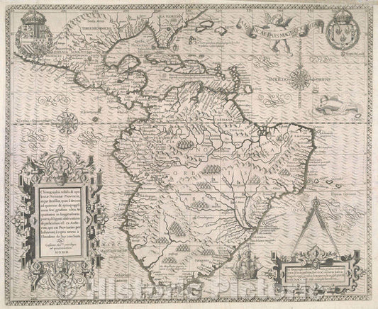 Historic Map : Americae Pars Magis Cognita, 1592 , Vintage Wall Art