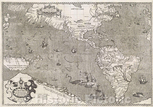 Historic Map : Americae Novissima Descriptio 1589, 1602 , Vintage Wall Art