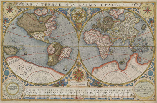 Historic Map : Orbis Terrae Novissima Descriptio, 1602 , Vintage Wall Art