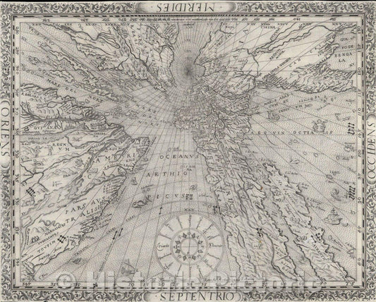 Historic Map : Ritter's sundial map, 1640 , Vintage Wall Art
