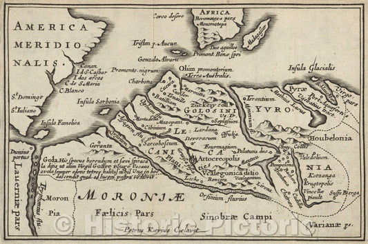 Historic Map : America Meridonalis, 1643 , Vintage Wall Art