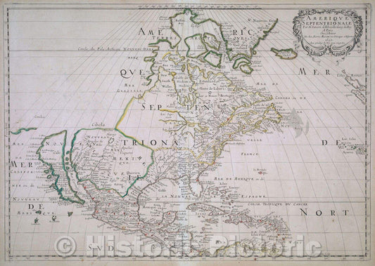 Historic Map : Amerique Septentrionale, 1650 , Vintage Wall Art