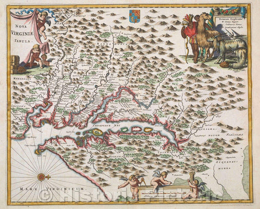 Historic Map : Nova Virginiae Tabula, 1670 , Vintage Wall Art