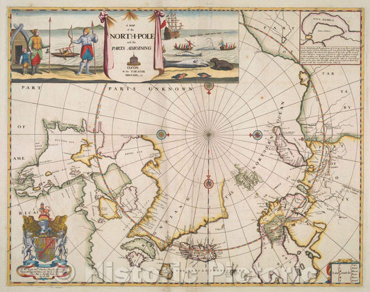 Historic Map : A Map of the North-Pole and the Parts Adjoning; Oxon At the Theater MDCLXXX, 1680 , Vintage Wall Art