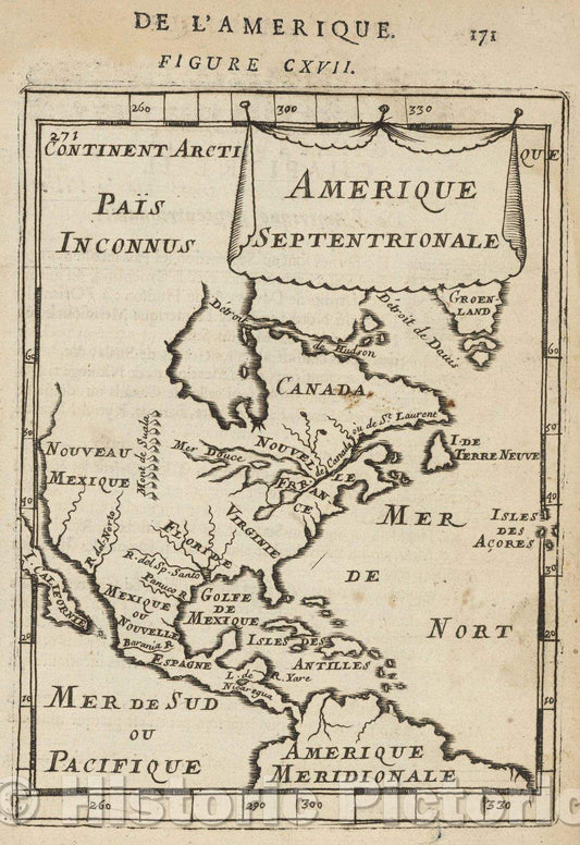 Historic Map : Amerique Septentrionale, 1683 , Vintage Wall Art
