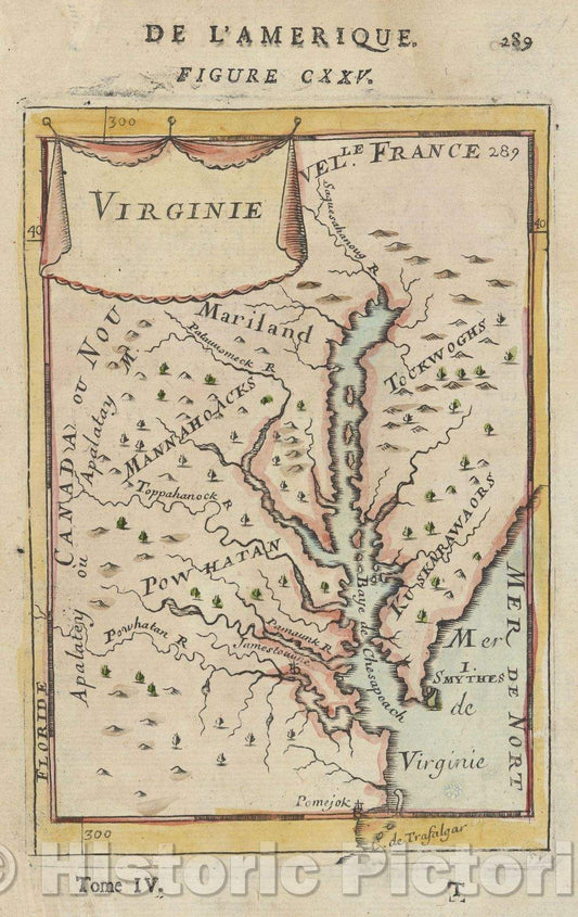 Historic Map : Virginie, 1683 , Vintage Wall Art