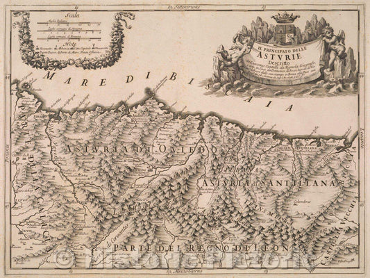Historic Map : Il Principato Delle Aturie Descritto da Giacomo Cantelli da Vignola Geografo edato in Luce da Domenico de Risso herede di Gio Giac.o de Rossi, 1696 , Vintage Wall Art