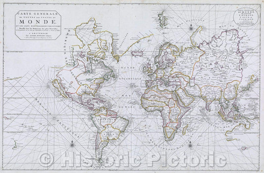 Historic Map : Carte Generale de toutes les Costes du Monde et les Pays Nouvellement Decouvert. Dressee sur les Relations les plus Nouvelle Et Principalment, 1703 , Vintage Wall Art
