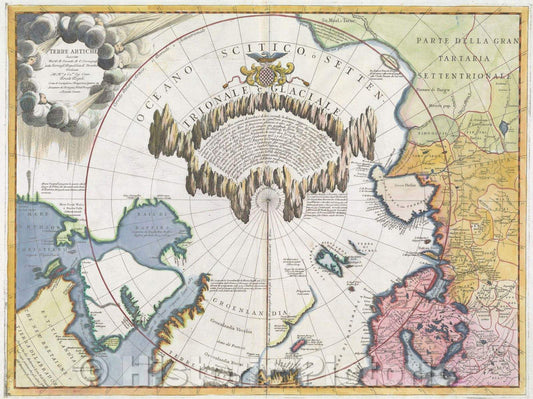 Historic Map : Terre Artiche descritte dal P.M. Coronelli M. C., Cosmografo della Sereniss Republica di Venetia..., c. 1701 , Vintage Wall Art