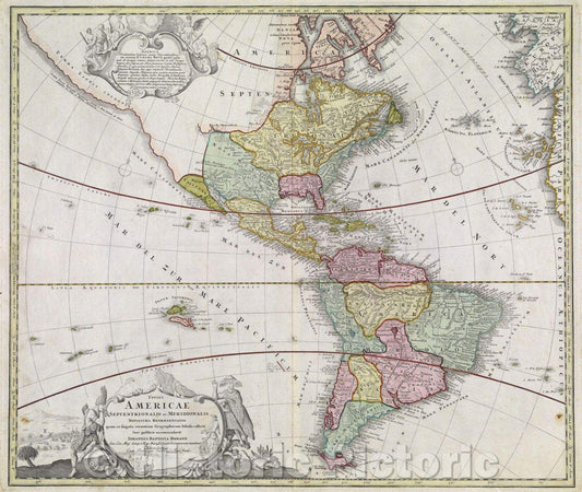 Historic Map : Totius Americae Septentrionalis et Meridionalis Novissima Repraesentatio quam ex Singulis Recentium Geographorum, 1710 , Vintage Wall Art