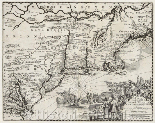 Historic Map : Nouvelle Hollande, (A Present Nouvelle-York) Nouvelle Angleterre, et une partie de la Virginie, 1714 , Vintage Wall Art