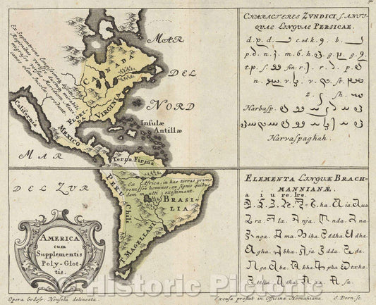 Historic Map : America cum Supplementis Poly-Glot- tis., 1741 , Vintage Wall Art