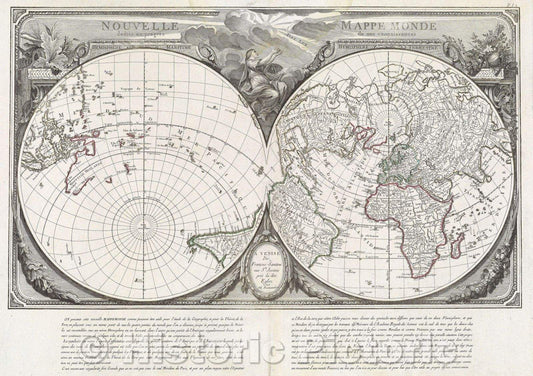 Historic Map : Nouvelle Mappe Monde dediee au progres de nos connoisances, 1778 , Vintage Wall Art