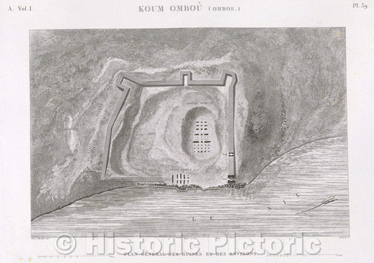 Historic Map : Koum Ombou (Ombos.), 1823 , Vintage Wall Art