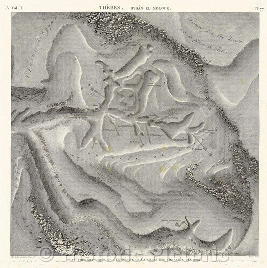 Historic Map : Thebes. Byban el Molouk., 1823 , Vintage Wall Art