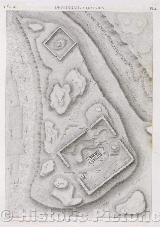 Historic Map : Denderah. (Tentyris), 1823 , Vintage Wall Art