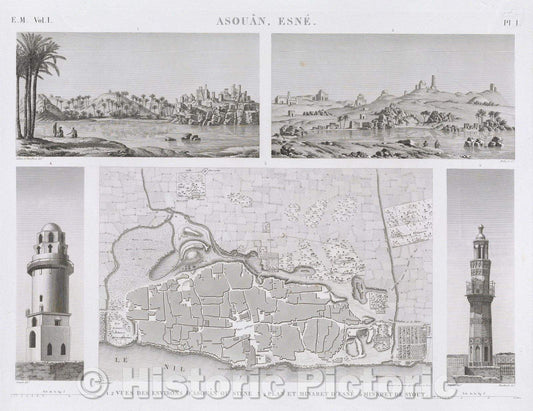 Historic Map : Asouan, Esne., 1823 , Vintage Wall Art