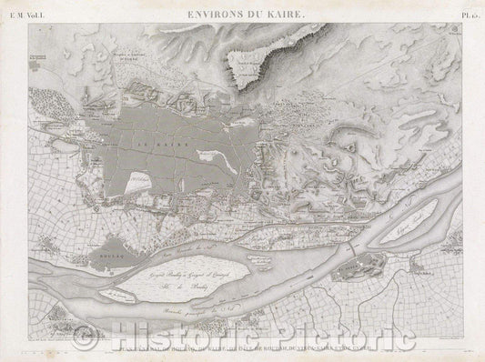 Historic Map : Environs de Kaire, 1823 , Vintage Wall Art
