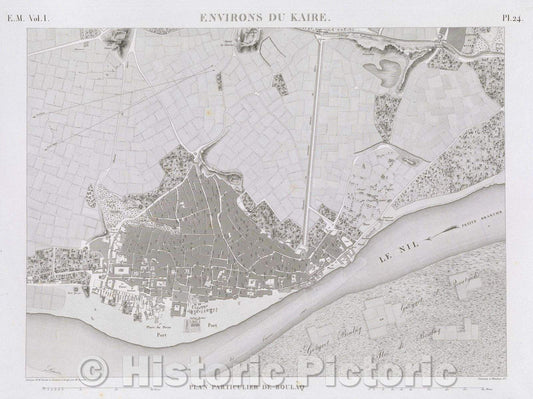 Historic Map : Environs du Kaire, 1823 , Vintage Wall Art