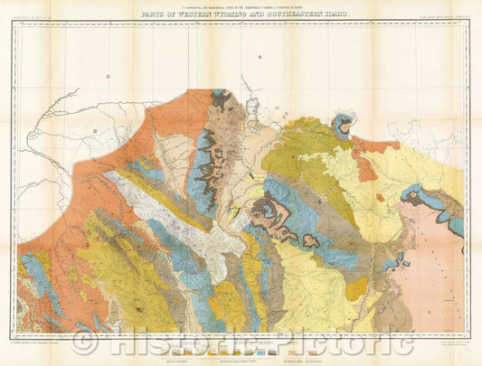 Historic Map : Parts of Western Wyoming and Southeastern Idaho, 1878 , Vintage Wall Art