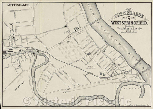 Historic Map : Mittineague and West Springfield., 1895 , Vintage Wall Art