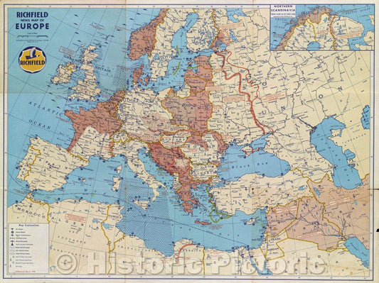Historic Map : Richfield World News Map, 1942 , Vintage Wall Art