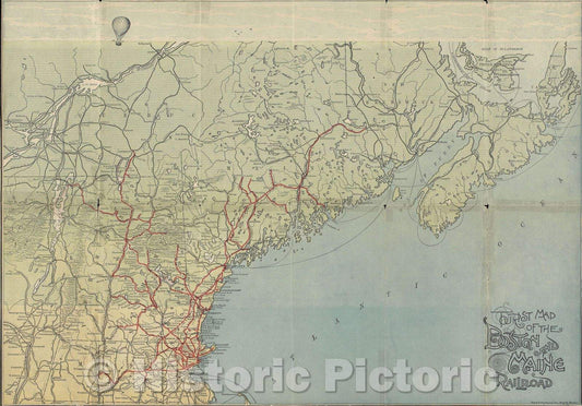 Historic Map : Tourist Map of the Boston and Maine Railroad, 1910 , Vintage Wall Art